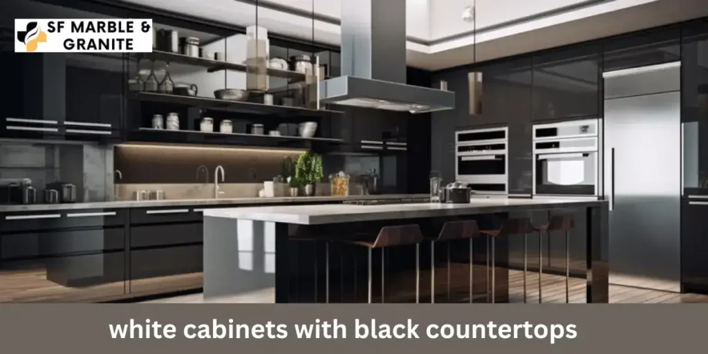White Cabinets with Black Countertops