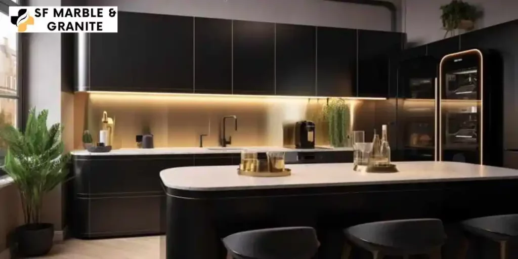 White Cabinets with Black Countertops