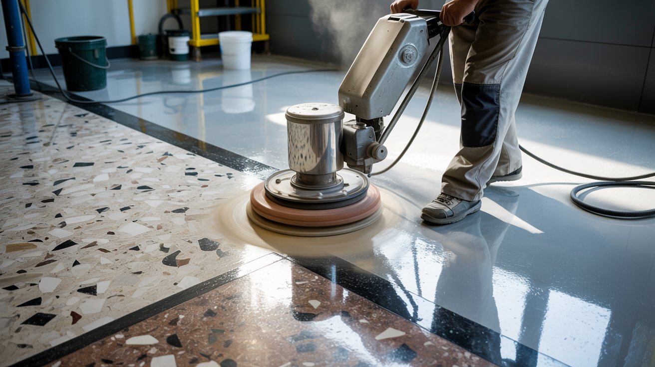 terrazzo floor shine