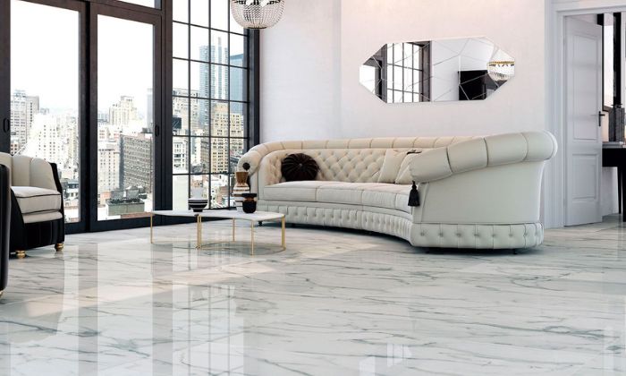 White marble flooring