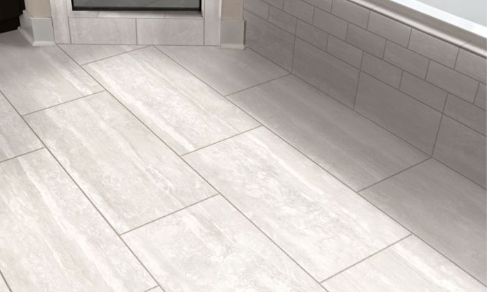 White travertine floor tile