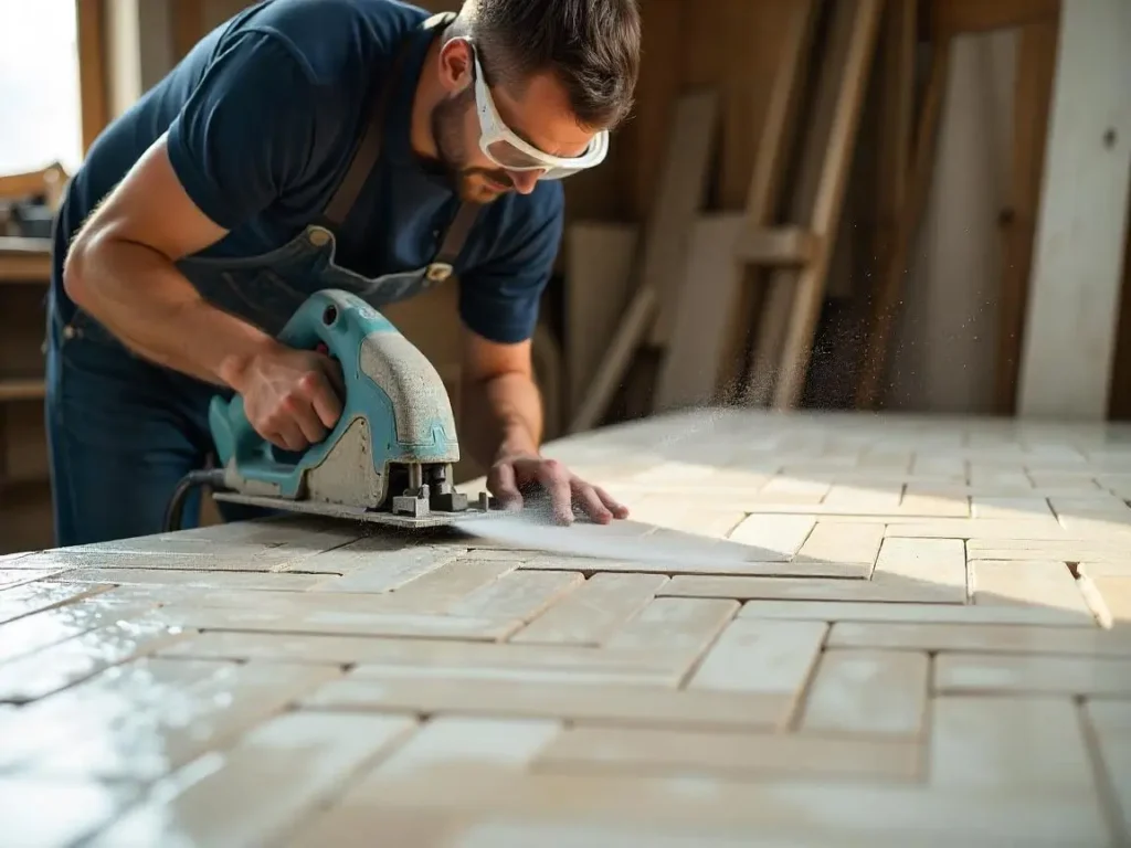 Herringbone backsplash tile