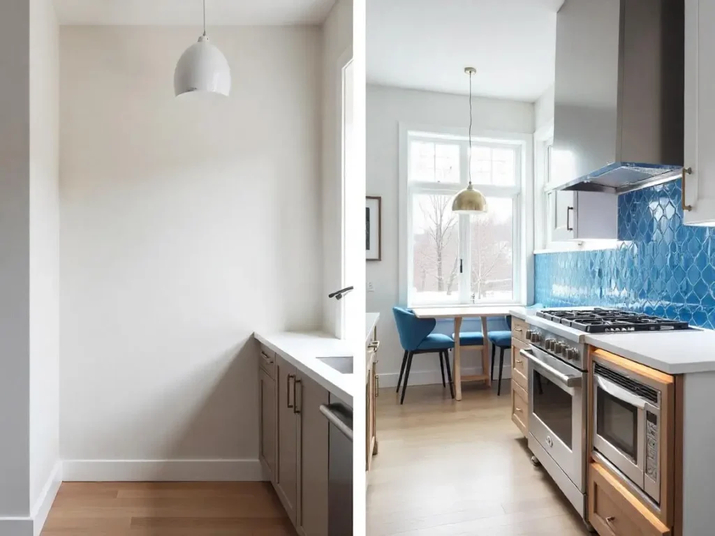 Herringbone pattern backsplash