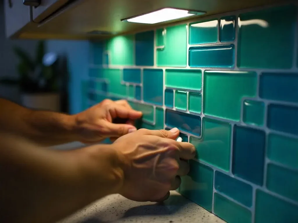 Hang backsplash tile