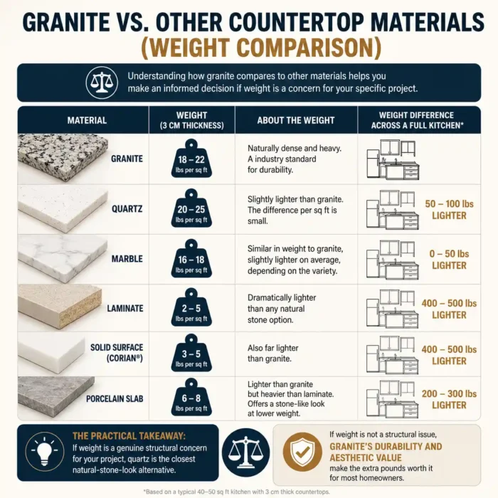 Granite vs. Other Countertop Materials (Weight Comparison)