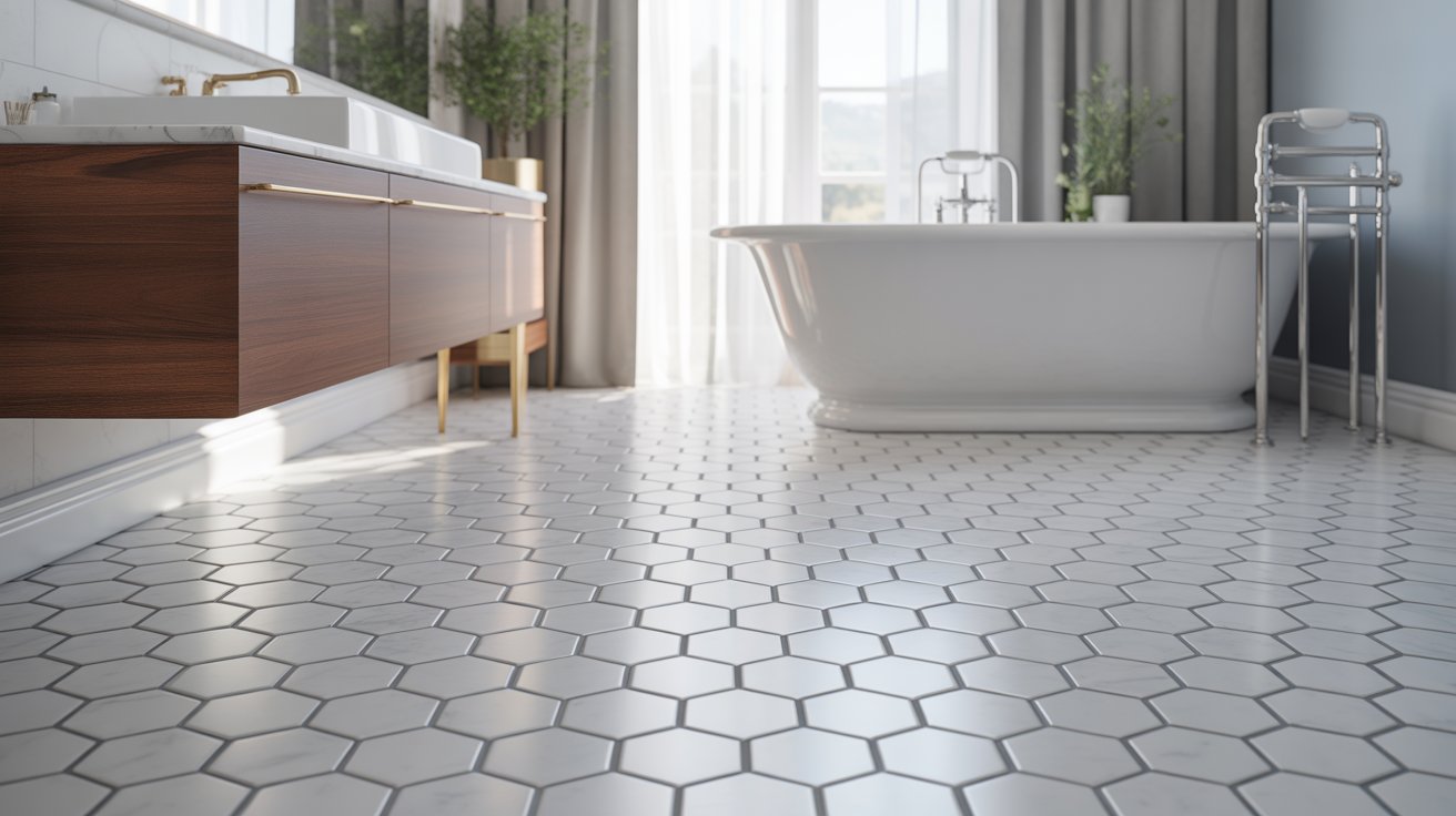 full hexagone bathroom tiles