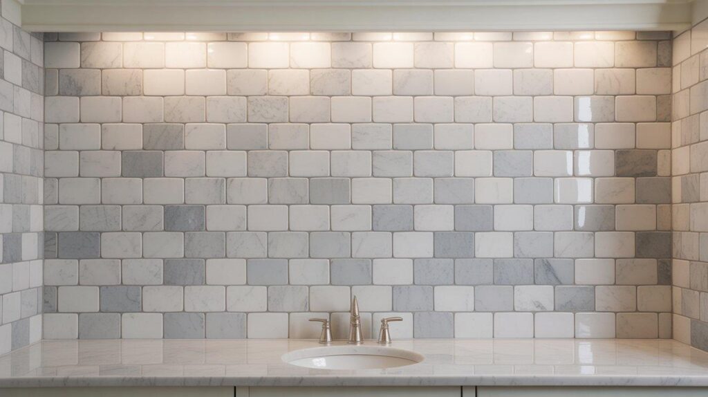 bathroom backsplash instalation