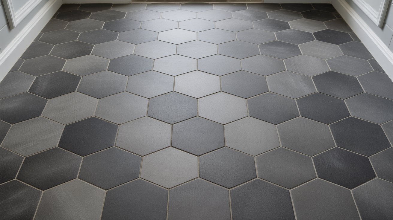 hexagon gray style bathroom floor ideas