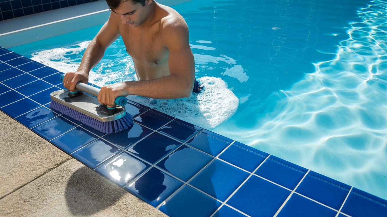 how to clean calcium from swimming pool tiles