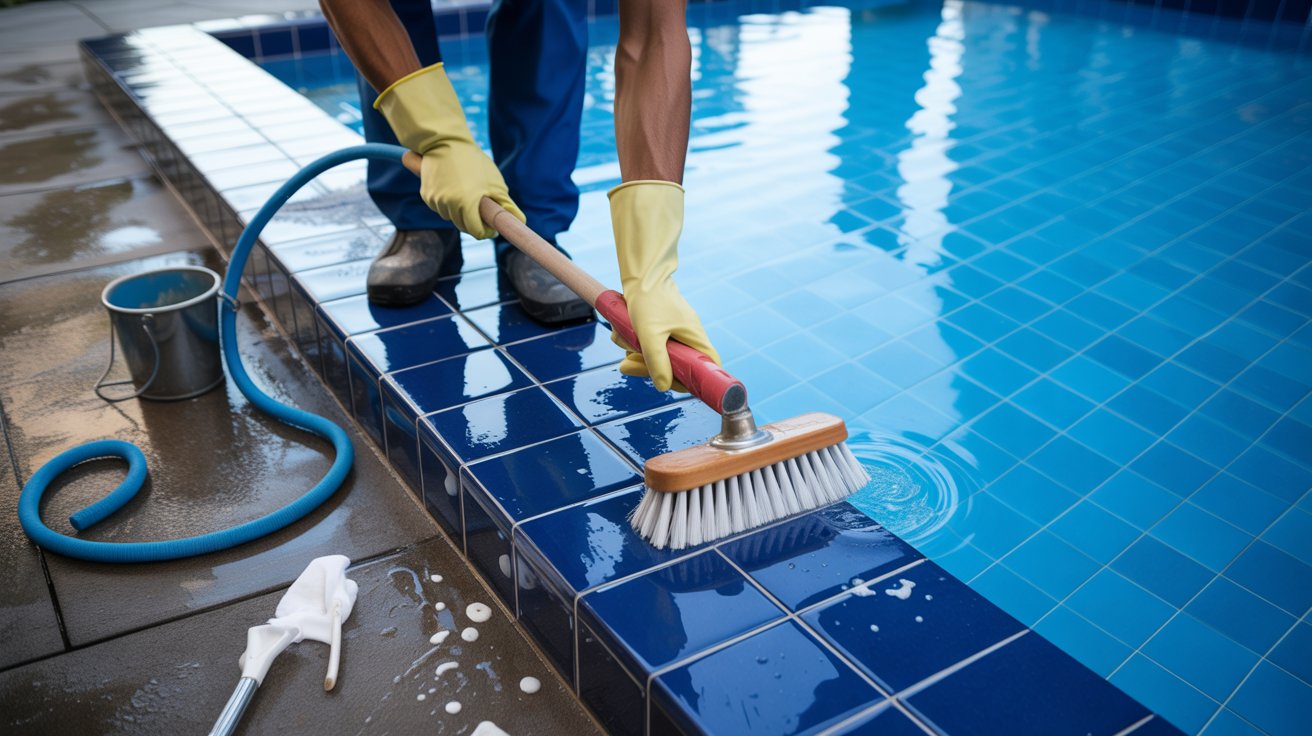 how to clean glass tile in a swimming pool