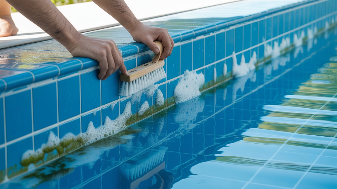 how to clean stained swimming pool tiles​