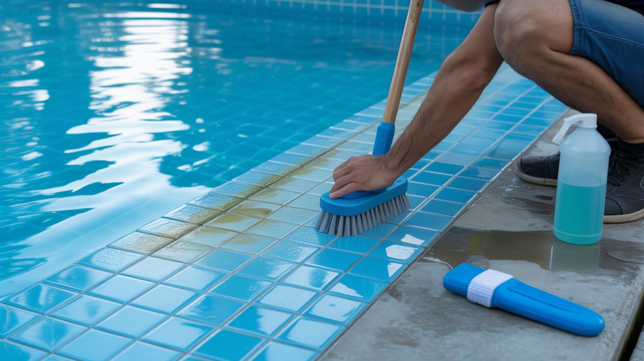 how to clean swimming pool tiles