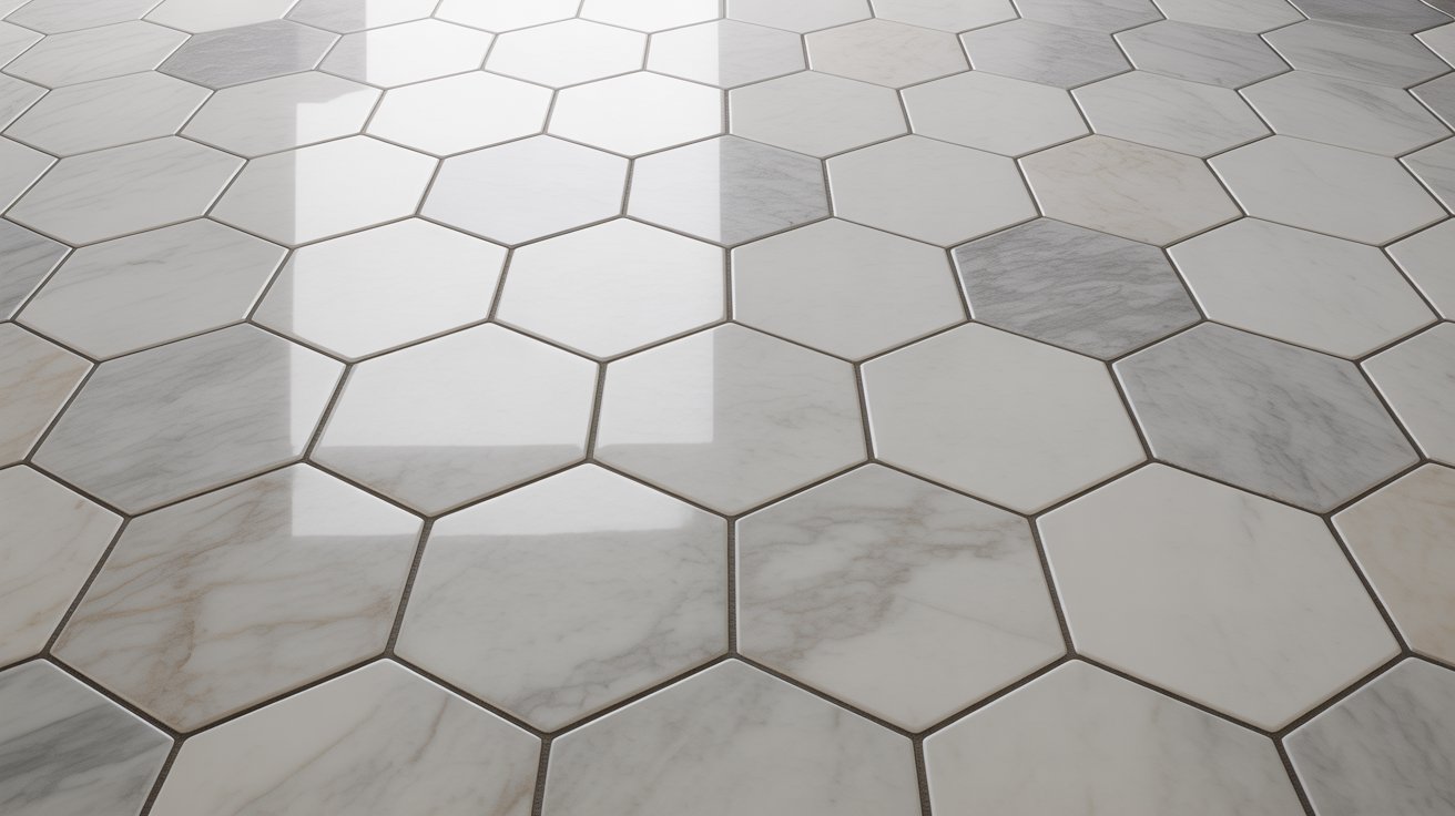 marble bathroom hexagone tiles idea