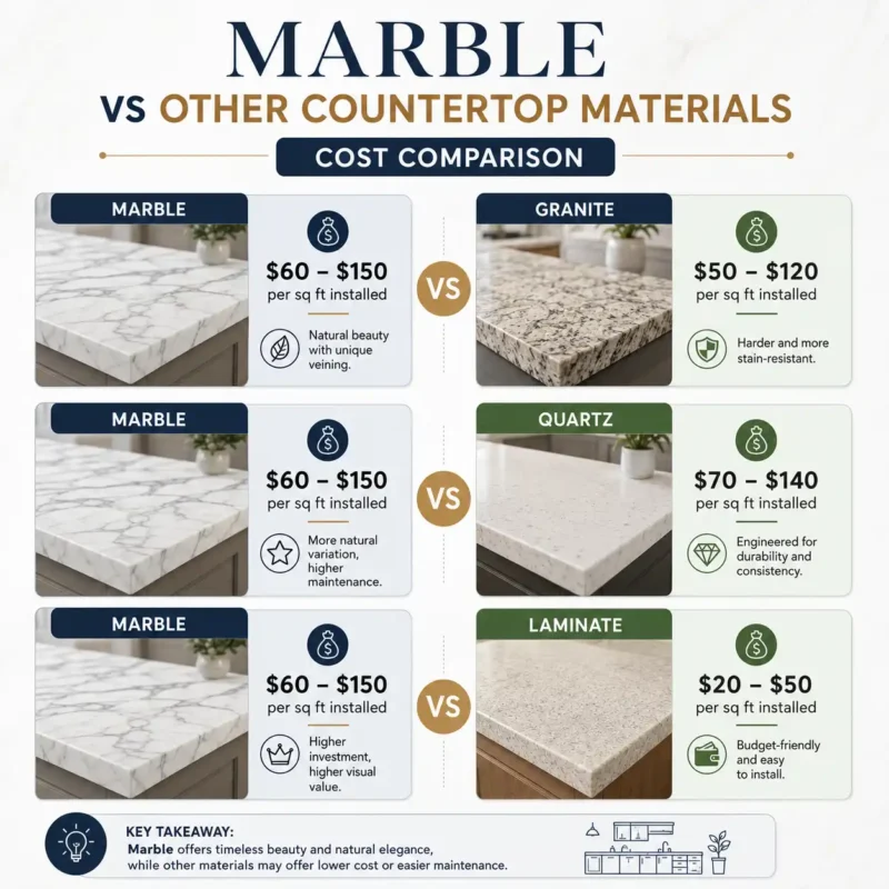 Marble vs Other Countertop Materials (Cost Comparison)