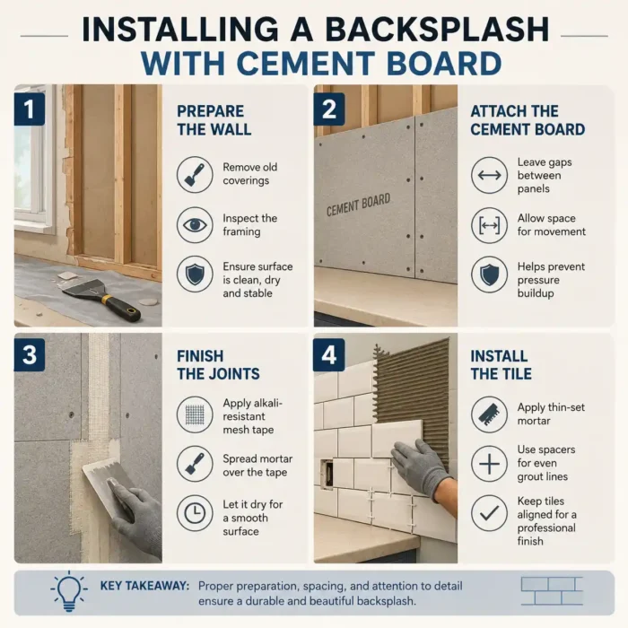 Installing a backsplash with cement board