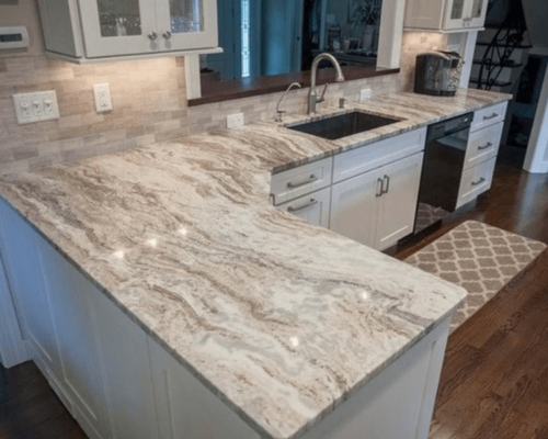 White Kitchen Fantasy Brown Granite